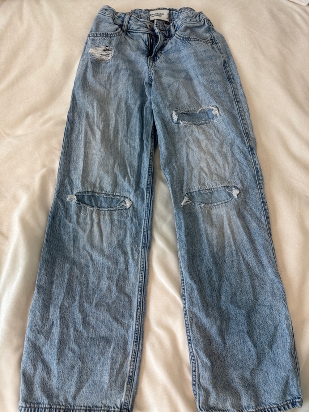 abercrombie kids Light Blue Relaxed Distressed Jeans